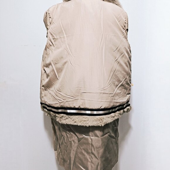 New Real Rex Rabbit Lapin Fur-Lined Parka Jacket Coat Khaki Sand Fox No Mink L - Picture 5 of 5